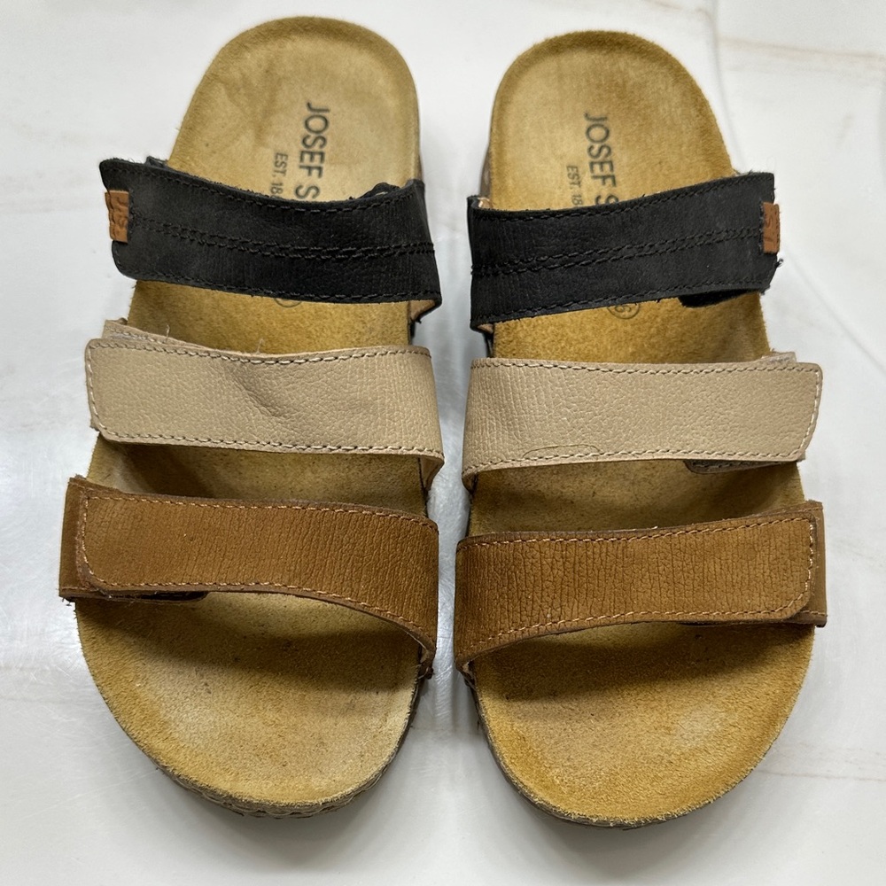 Josef Seibel Black, Tan, and Brown Sandals